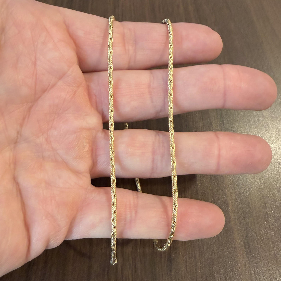 14k Yellow Gold 13.3g Solid Thin 2mm Fancy Link Chain Necklace Italy 16"