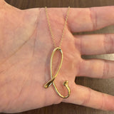 Tiffany & Co. Elsa Peretti 18k Yellow Gold Long Letter B Pendant Necklace 30"