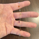 18k Yellow Gold and Multi Gemstone Dainty Ladies Link Bracelet 6.75"