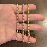 14k Yellow Gold 18.7g Semi Solid 3.5mm Thick Box Link Chain Necklace 30"