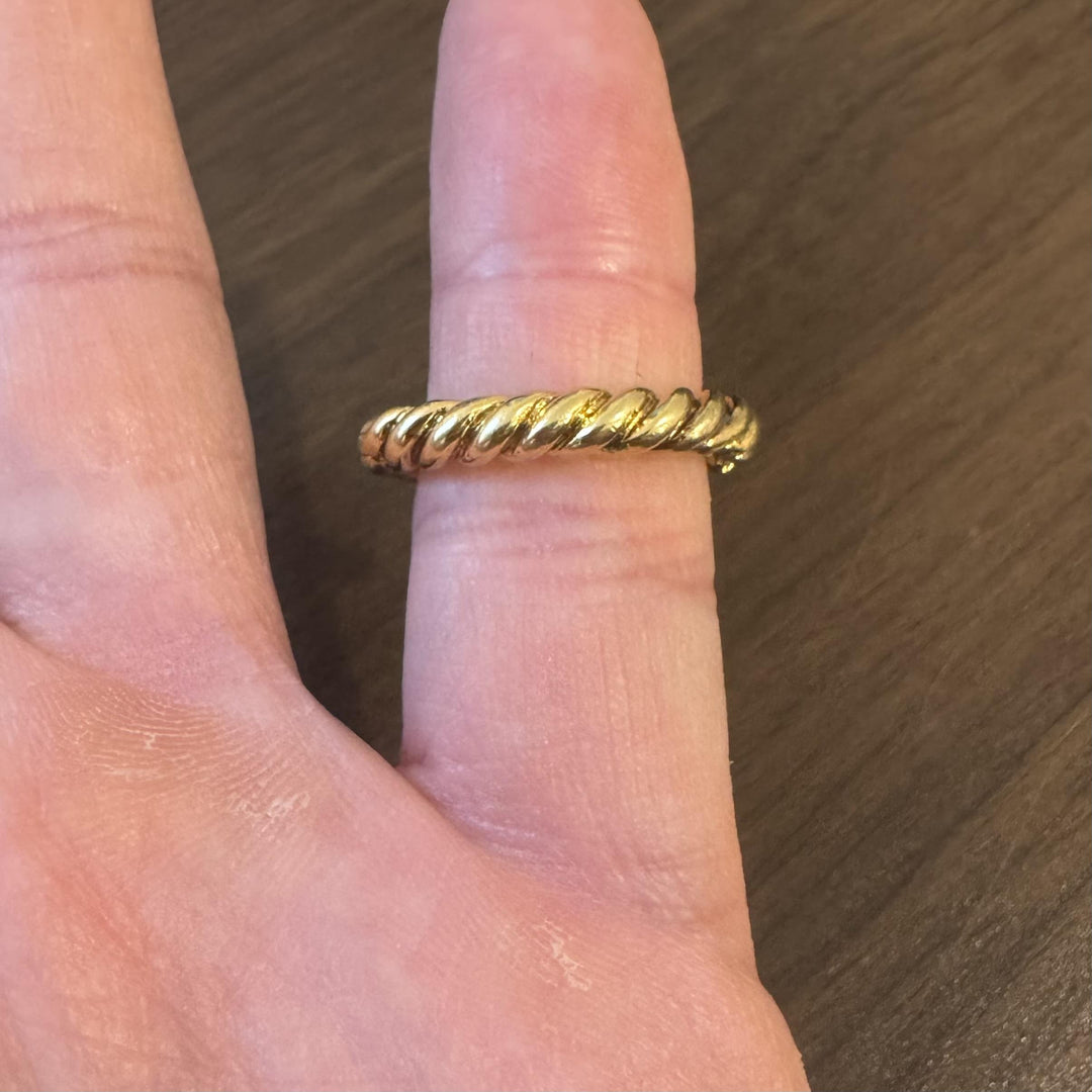 18k Yellow Gold 9.3g Solid Vintage Hinge Open Cable Band Ring Size 6.25