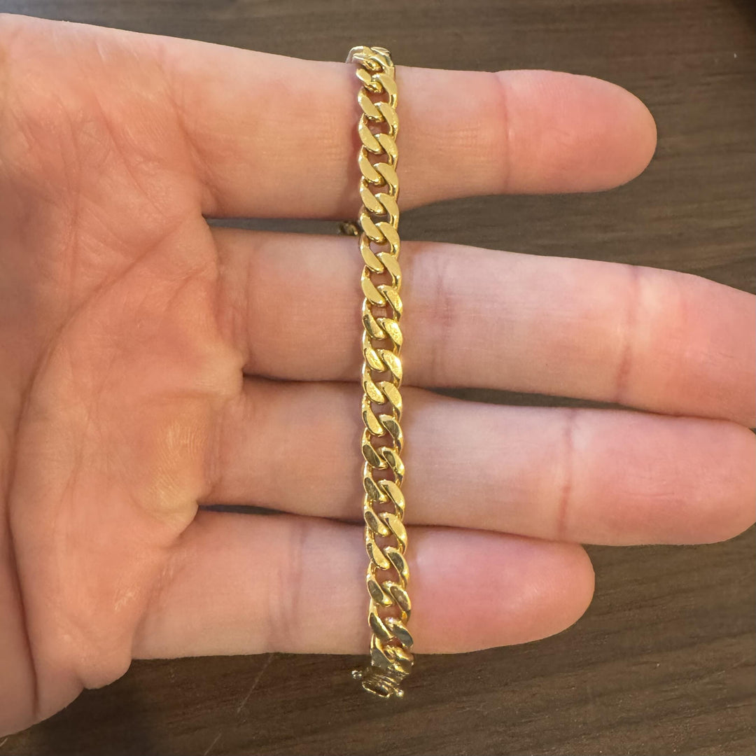 18k Yellow Gold 22.8g Solid Polished 6mm Curb Link Bracelet 7.5"