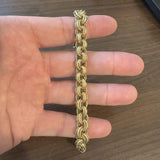 18k Yellow Gold 16.7g Vintage Ladies 9mm Fancy Circle Link Bracelet Italy 7.5"