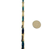 14k Yellow Gold and Opal 18g Solid 6mm Fancy Link Bracelet 8"