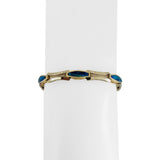 14k Yellow Gold and Opal 18g Solid 6mm Fancy Link Bracelet 8"