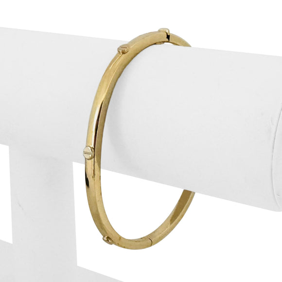 14k Yellow Gold 8.5g Hollow Ladies 4mm Screw Motif Bangle Bracelet 7