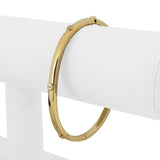 14k Yellow Gold 8.5g Hollow Ladies 4mm Screw Motif Bangle Bracelet 7"