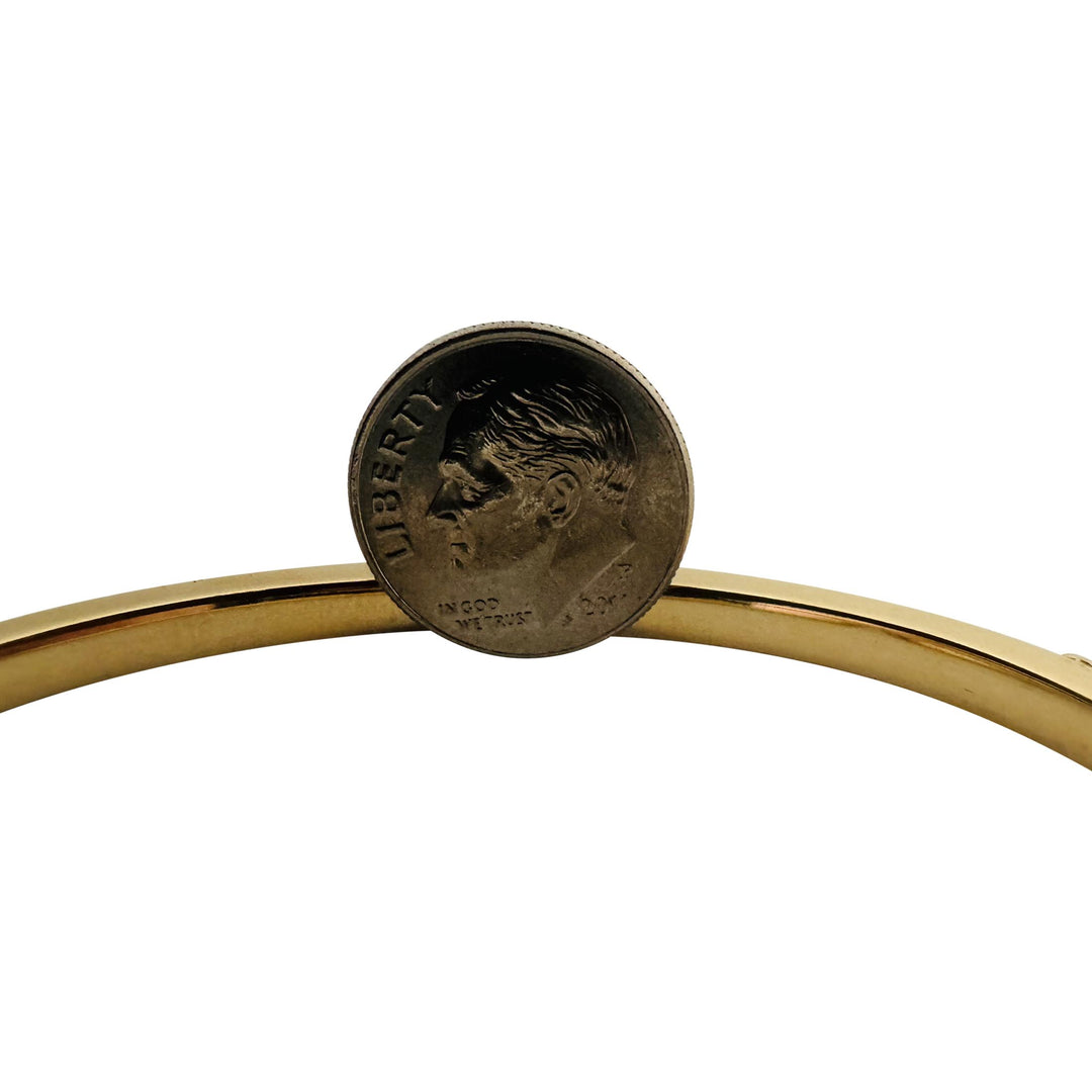 14k Yellow Gold 8.5g Hollow Ladies 4mm Screw Motif Bangle Bracelet 7"