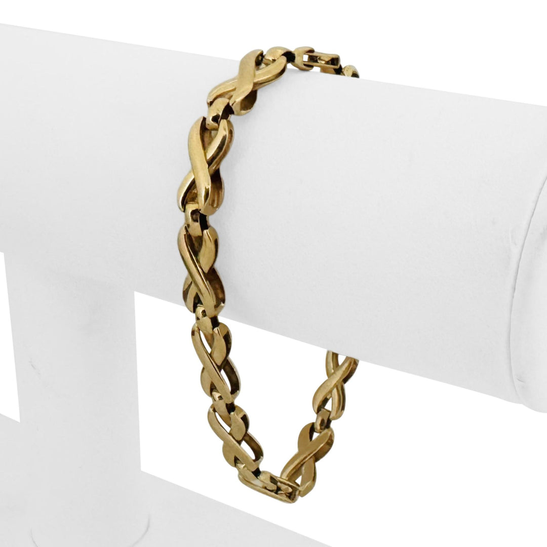 14k Yellow Gold 11g Ladies Vintage 6.5mm Fancy X Link Bracelet Italy 7.25"