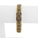 14k Yellow and White Gold 16.3g Braided Popcorn Link Bracelet Italy 7.25"