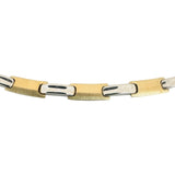 14k Yellow and White Gold 19.5g Ladies Two Tone 5mm Bar Link Necklace Italy 16"