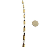 14k Yellow and White Gold 19.5g Ladies Two Tone 5mm Bar Link Necklace Italy 16"