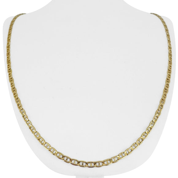 14k Yellow Gold 10.5g Solid Thin 3mm Mariner Link Chain Necklace Italy 26