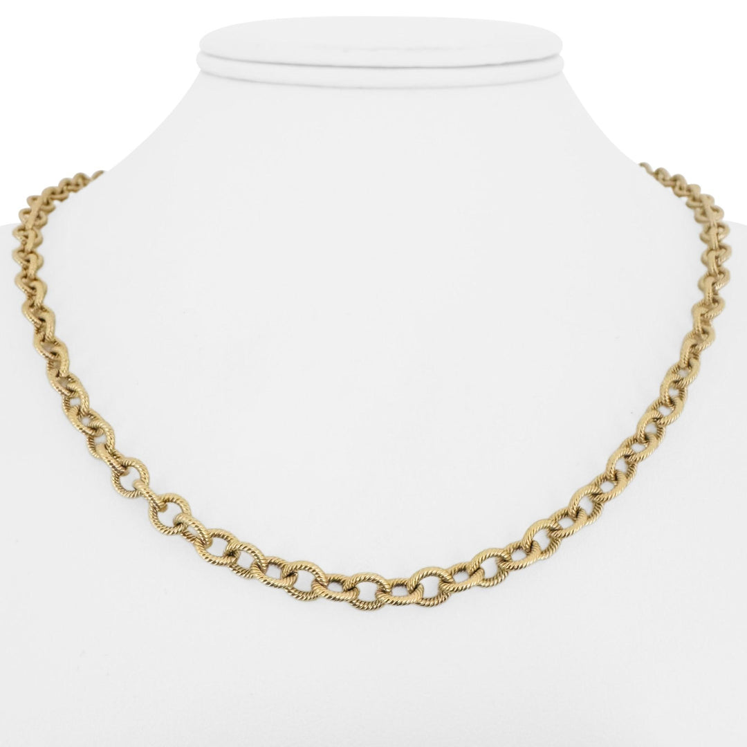 14k Yellow Gold 23.5g Solid Heavy 5.5mm Vintage Ribbed Cable Link Necklace 18"