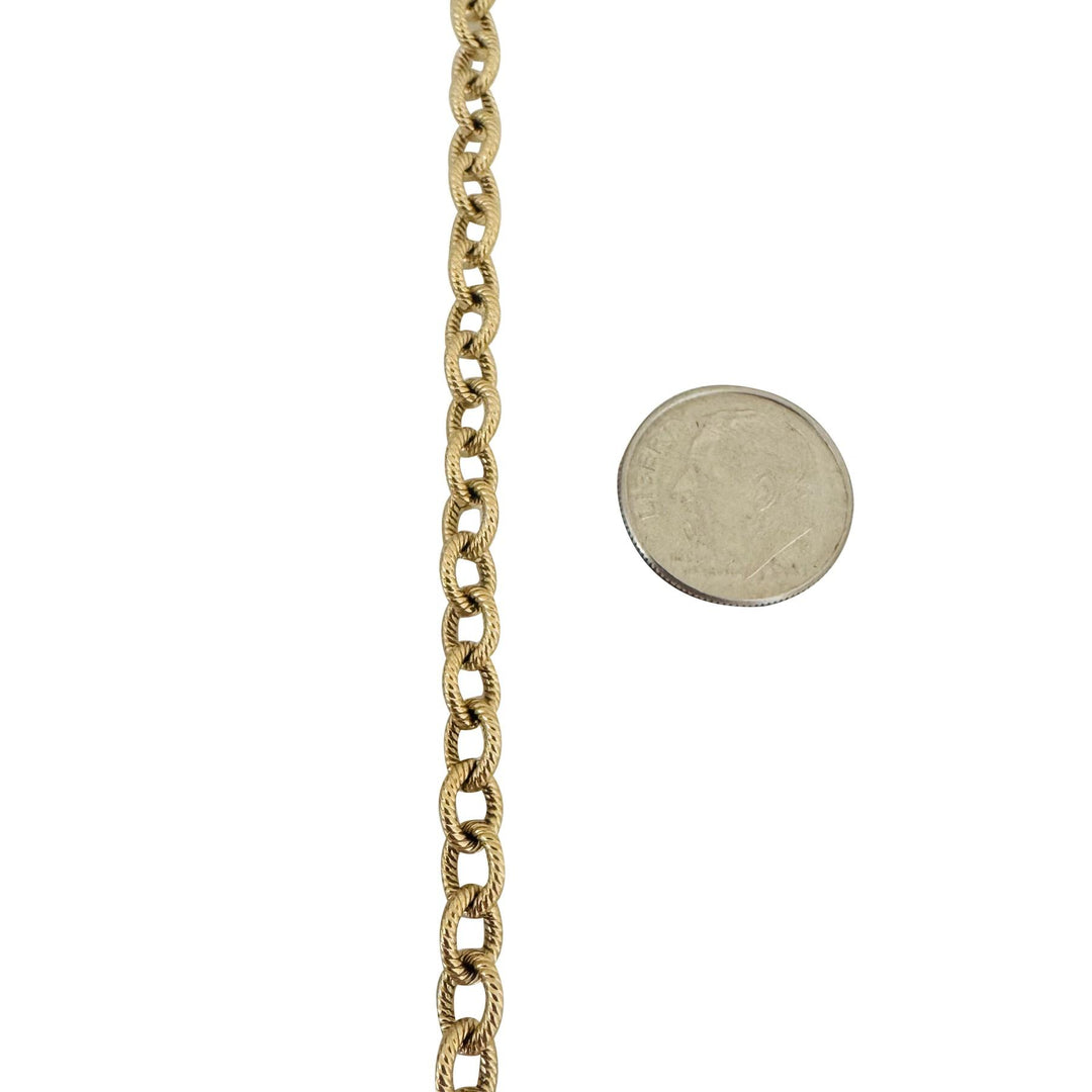 14k Yellow Gold 23.5g Solid Heavy 5.5mm Vintage Ribbed Cable Link Necklace 18"