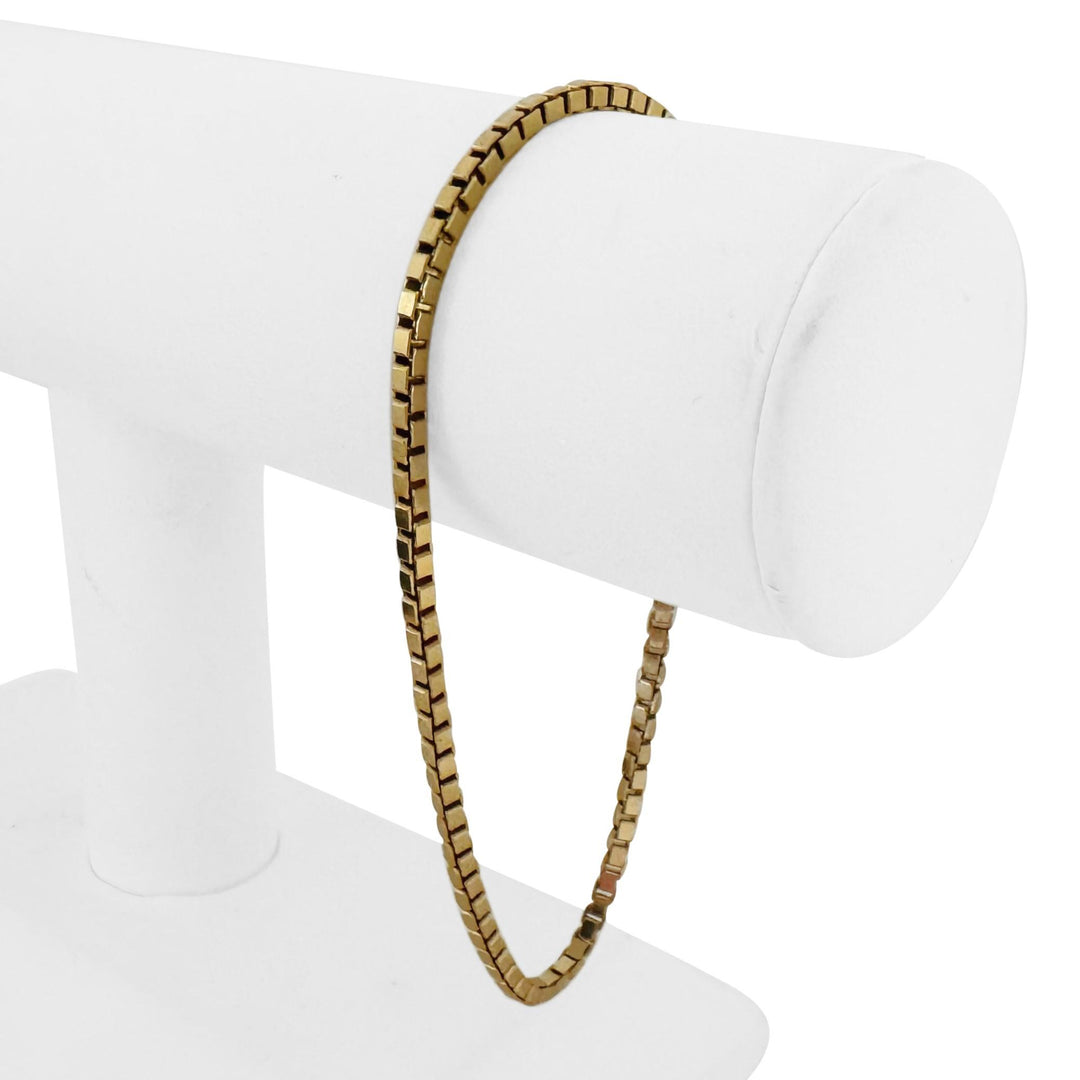 14k Yellow Gold 10.2g Solid Men's 2.5mm Box Link Bracelet Italy 8.75"