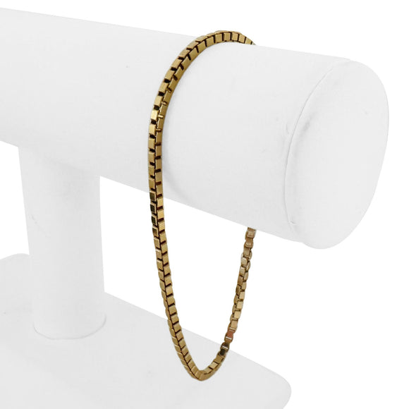 14k Yellow Gold 10.2g Solid Men's 2.5mm Box Link Bracelet Italy 8.75