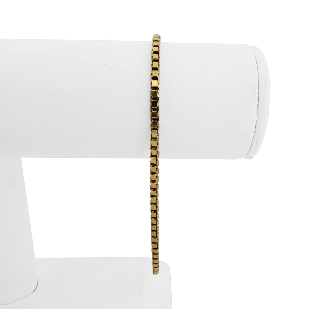14k Yellow Gold 10.2g Solid Men's 2.5mm Box Link Bracelet Italy 8.75"