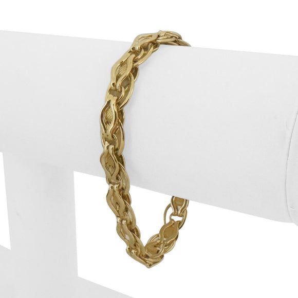 14k Yellow Gold 9.1g Ladies Polished 8mm Fancy Link Bracelet Italy 7