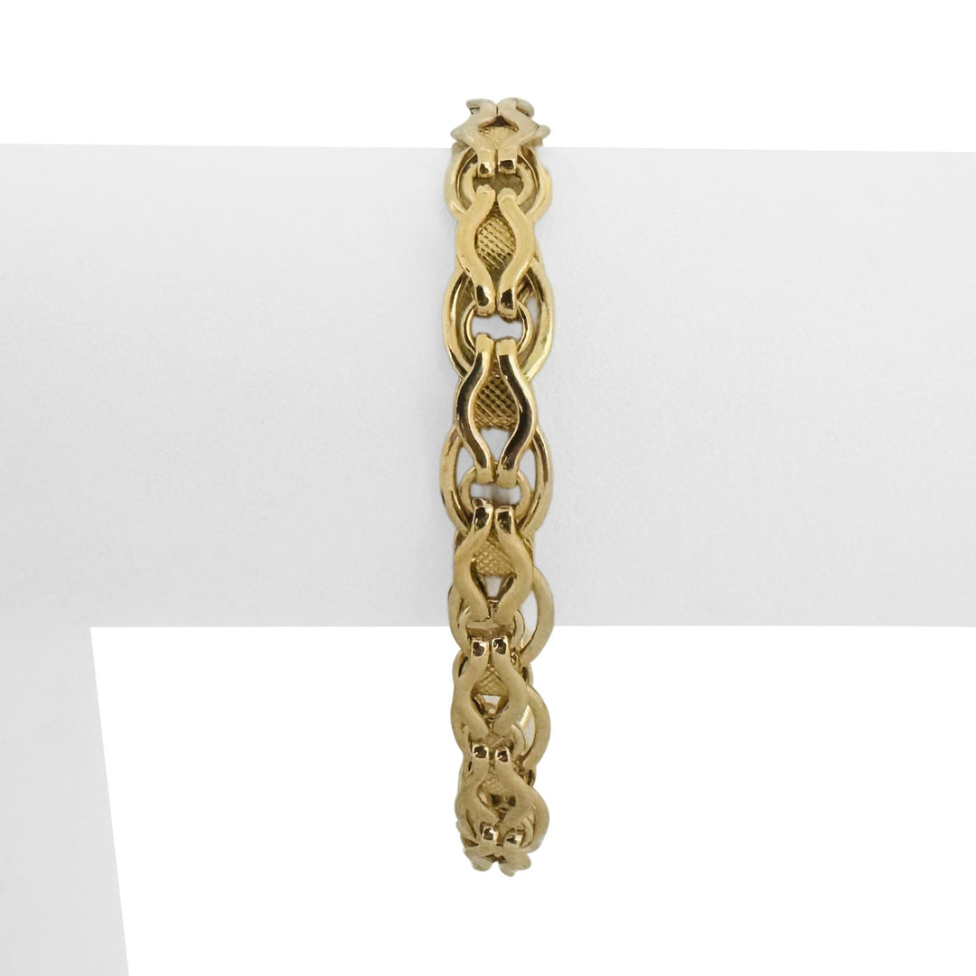 14k Yellow Gold 9.1g Ladies Polished 8mm Fancy Link Bracelet Italy 7"