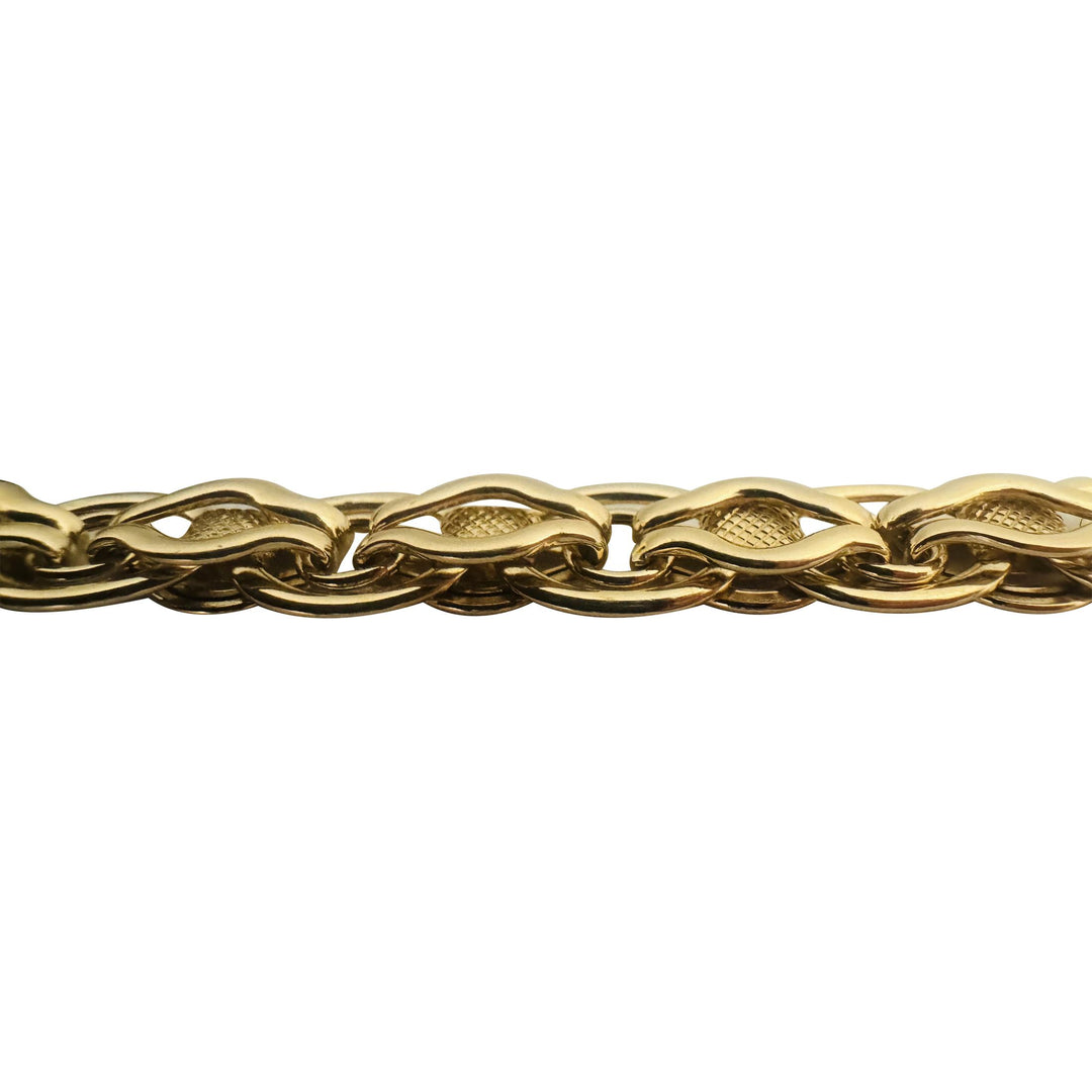 14k Yellow Gold 9.1g Ladies Polished 8mm Fancy Link Bracelet Italy 7"