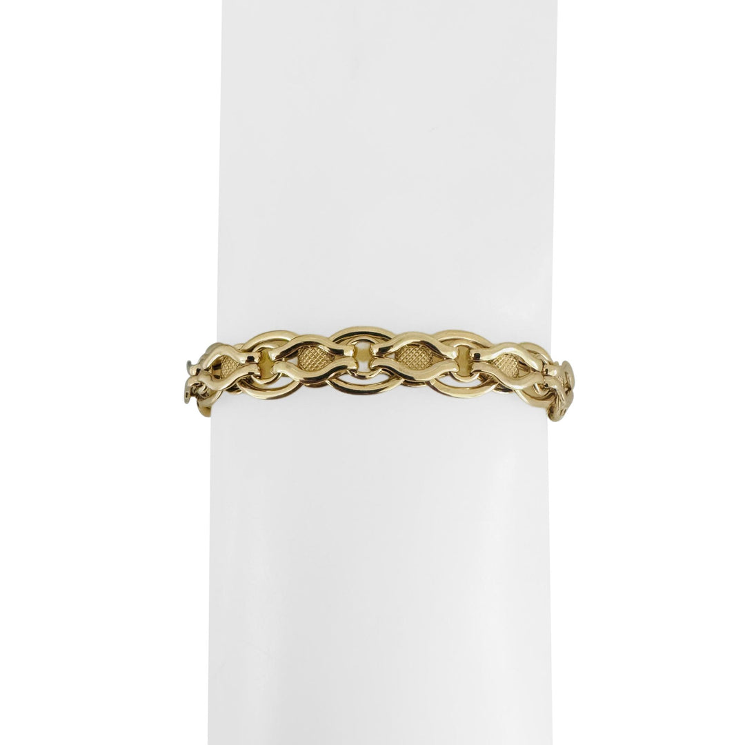 14k Yellow Gold 9.1g Ladies Polished 8mm Fancy Link Bracelet Italy 7"