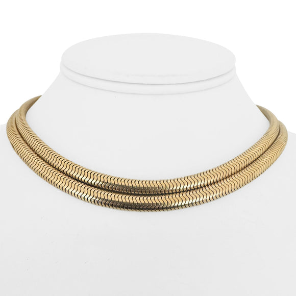 10k Yellow Gold 62.5g Forstner Vintage Solid Heavy Double Snake Necklace 14