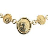 14k Yellow Gold 11.6g Cameo Medallion Flattened Curb Link Necklace Italy 17"