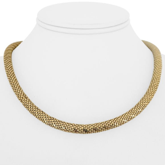 14k Yellow Gold 29g Heavy Thick Vintage 5.5mm Popcorn Link Necklace Italy 17