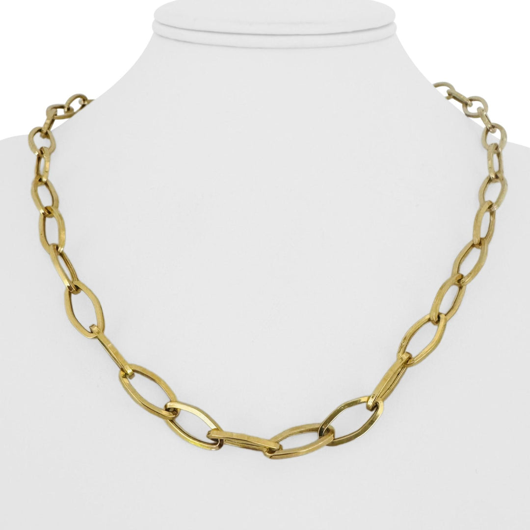 18k Yellow Gold 11.1g Hollow Light 7.5mm Rhombus Link Chain Necklace Italy 20"