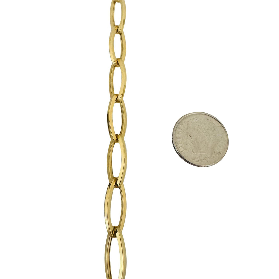 18k Yellow Gold 11.1g Hollow Light 7.5mm Rhombus Link Chain Necklace Italy 20"