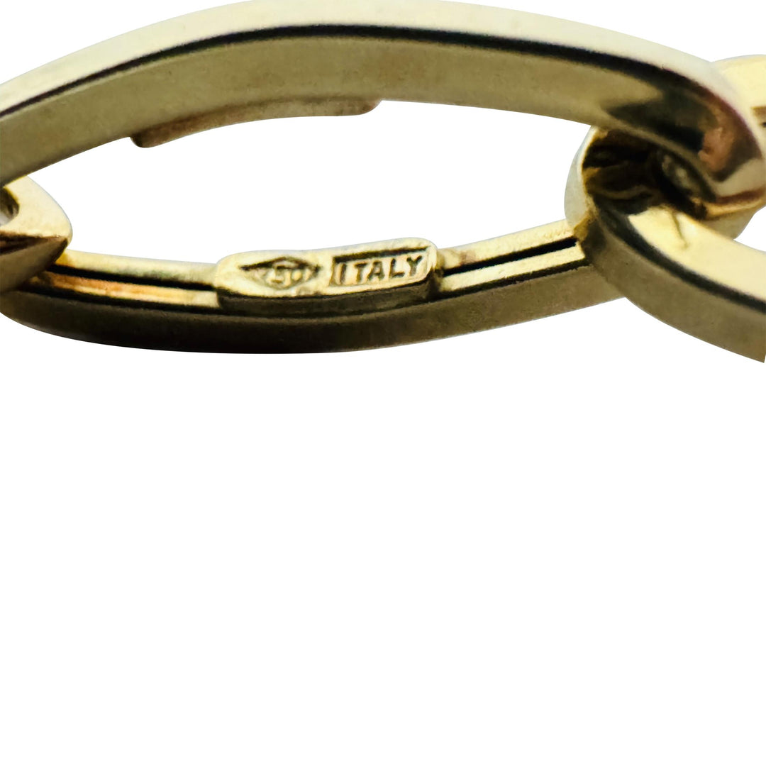 18k Yellow Gold 11.1g Hollow Light 7.5mm Rhombus Link Chain Necklace Italy 20"