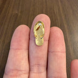 18k Yellow Gold and Diamond Polished Sandal Slide Pendant 1"