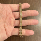 10k Yellow Gold and 4.5cttw Champagne Diamond 13g Fancy Link Bracelet 6.75"