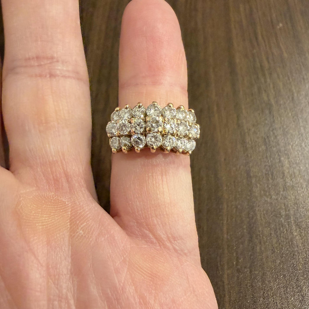 14k Yellow Gold and 2cttw Diamond Ladies Cluster Ring Size 7