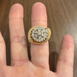 14k Yellow Gold and 1cttw Diamond 20g Heavy Vintage Fancy Ring Size 7.25
