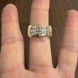 14k White and Yellow Gold 0.73cttw Diamond Men's Solid Ring Size 10.5