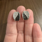 14k White Gold and 1cttw Black and White Diamond Huggie Earrings