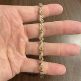 14k Yellow Gold and 1.50cttw Round and Baguette Diamond Vintage Link Bracelet 7"