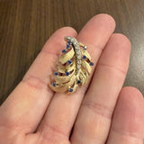 14k Yellow Gold Sapphire and Diamond Vintage Convertible Brooch Pendant