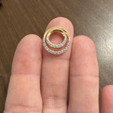 14k Yellow Gold and 0.25cttw Diamond Double Circle Slide Pendant