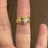 18k Yellow and White Gold 0.20cttw Diamond Swirl Ring Size 7
