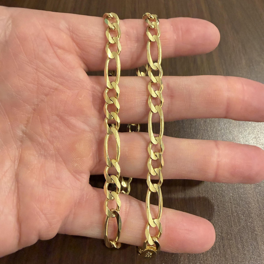 14k Yellow Gold 32g Solid Heavy 7mm Figaro Link Chain Necklace Italy 20"