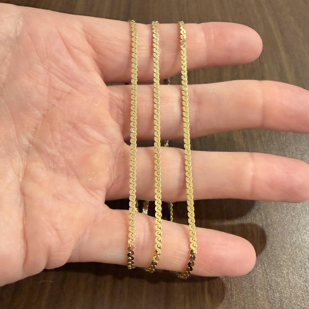 14k Yellow Gold 13.4g Solid Vintage 2.5mm Serpentine Link Necklace Italy 27"