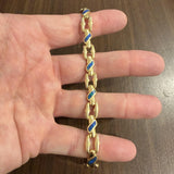 14k Yellow Gold and Opal 18.2g Solid Ladies Fancy Link Bracelet 7.25"