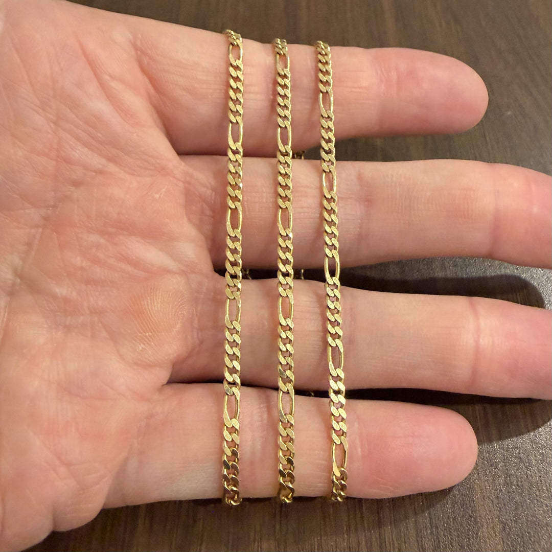 14k Yellow Gold 13g Solid 3mm Figaro Link Chain Necklace Greece 24"