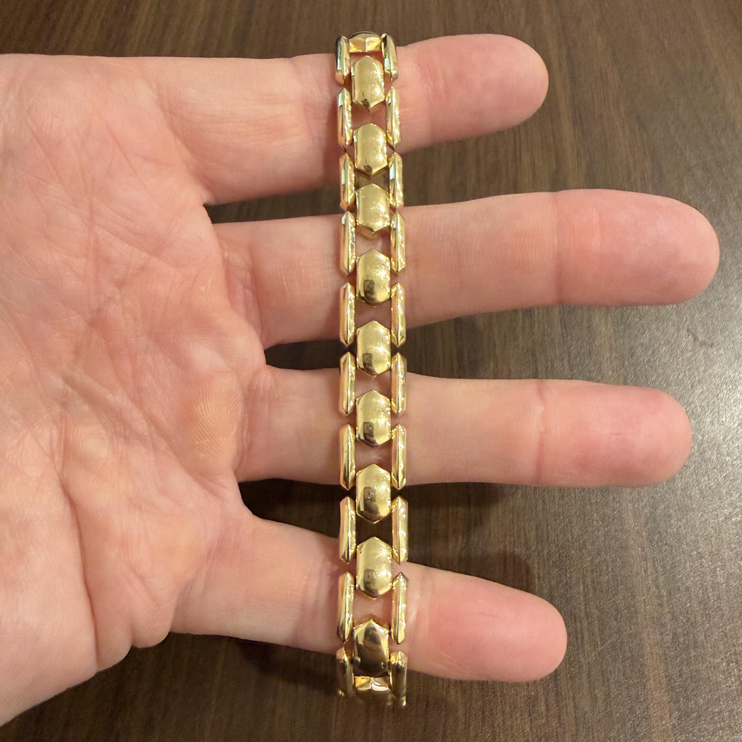14k Yellow Gold 15.6g Milor Vintage Polished 11.5mm Fancy Link Bracelet Italy 7"