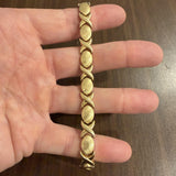 14k Yellow Gold 13.3g Thick 8.5mm XO Hugs and Kisses Link Bracelet Italy 7.5"