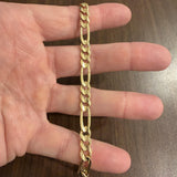 14k Yellow Gold 16g Solid Men's 6.5mm Figaro Link Bracelet Italy 8"