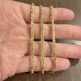 14k Yellow Gold 22g Solid Heavy 2.5mm Squared Byzantine Link Necklace 21"